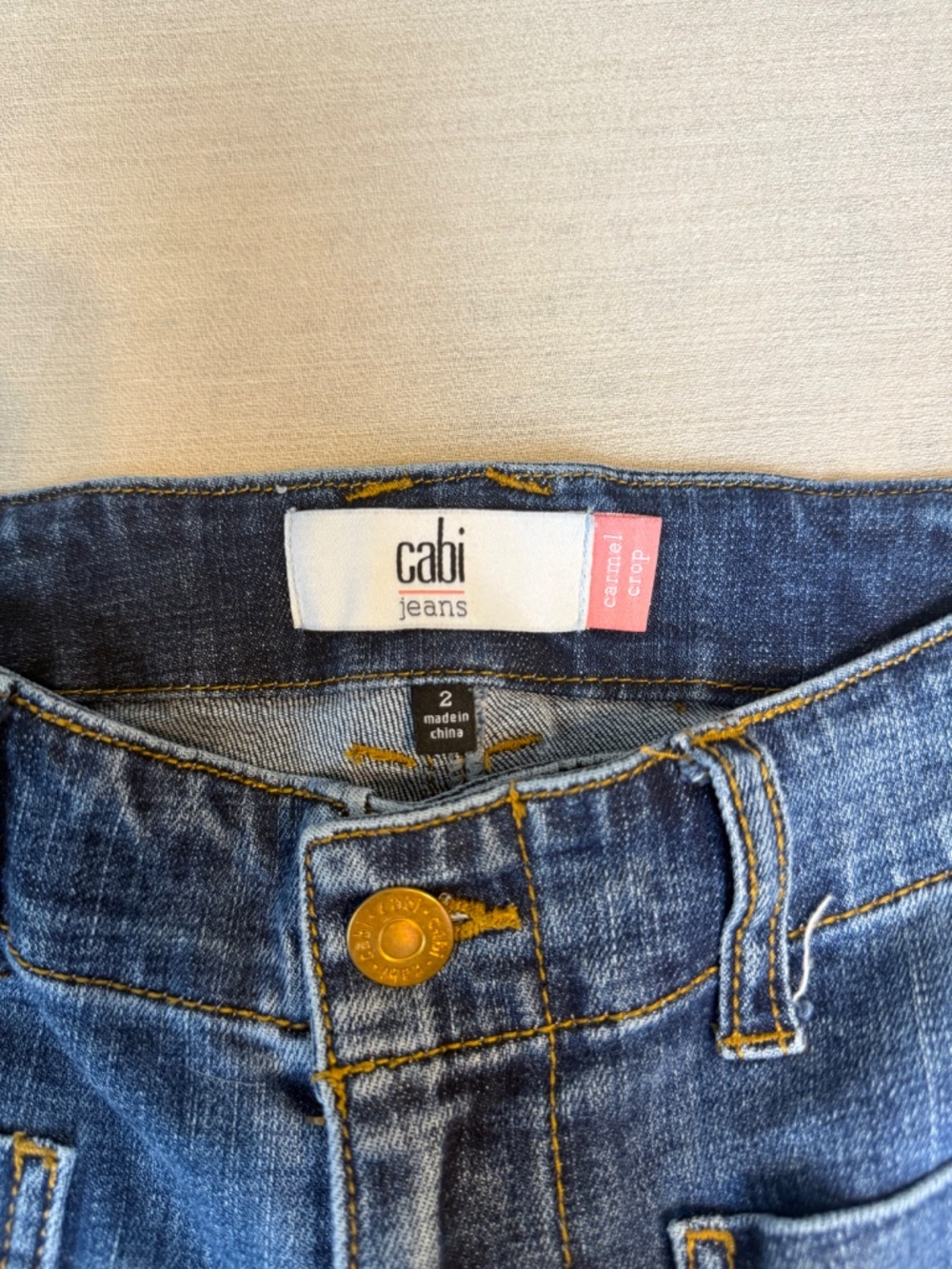 cabi Carmel Crop Wide Leg Jeans Heritage Wash Stretch Waist Patch Pockets Size 2 - Picture 4 of 6